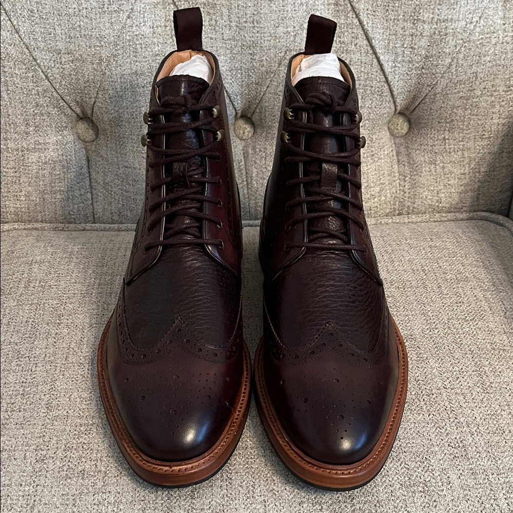Curatore Italian Leather Wingtip Boots 10